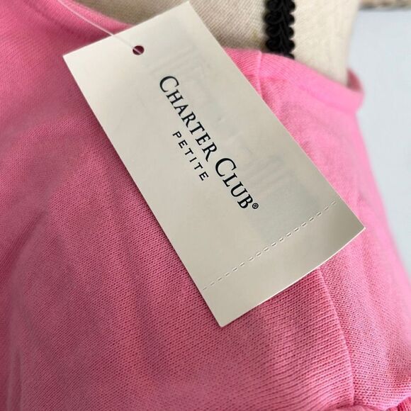 Charter Club Womens Top Heart Button Shoulder Long Sleeve Pink Size Petite NWT - Picture 12 of 14